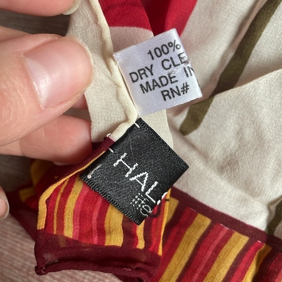 (2) Vintage Halston & Casual Floral Silk Bohemian Paisley Scarf Hair Wrap - Picture 5 of 10